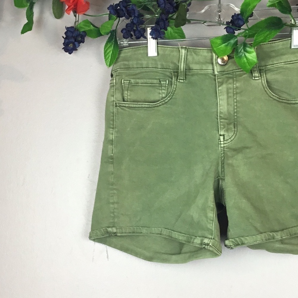AMERICAN EAGLE AEO Twill Super Stretch Green Gray Denim Jean Shorts Size 8 - Picture 4 of 14